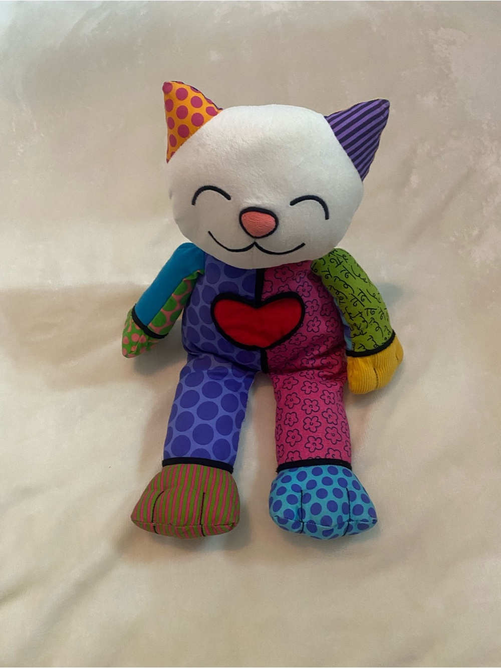 Plush Patchwork Cat Toy - Multi-Color Comfort Companion